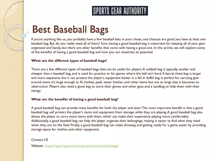 best baseball bags