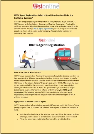 irctc agent registration what