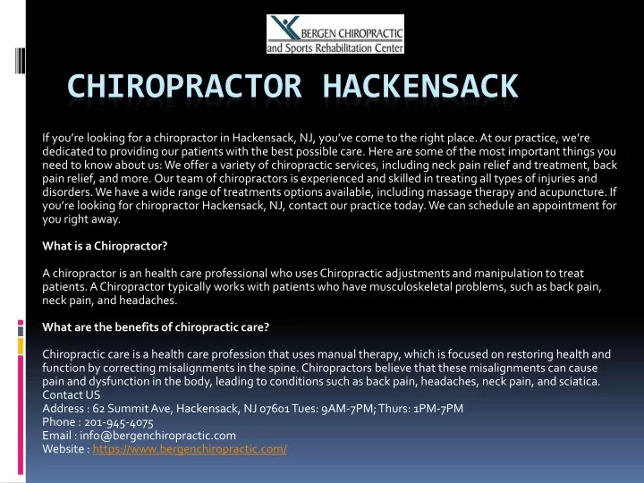 chiropractor hackensack