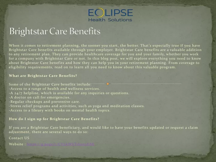 brightstar care benefits