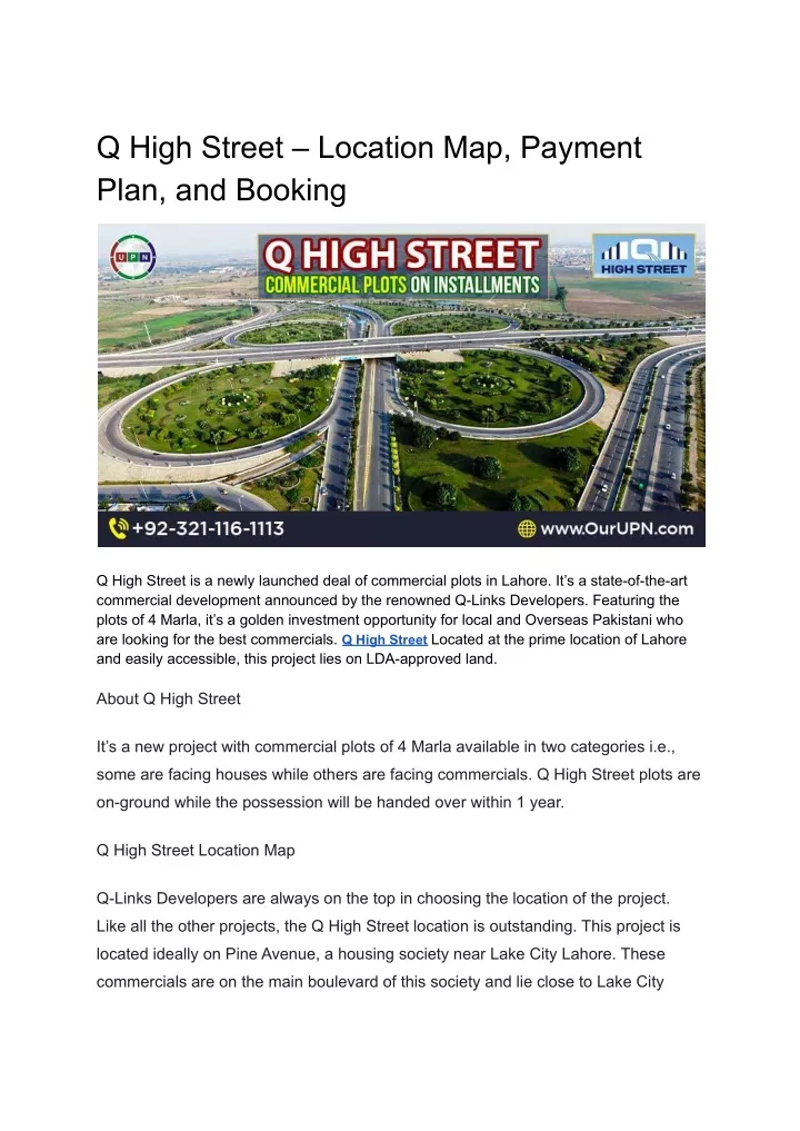 q high street location map payment plan