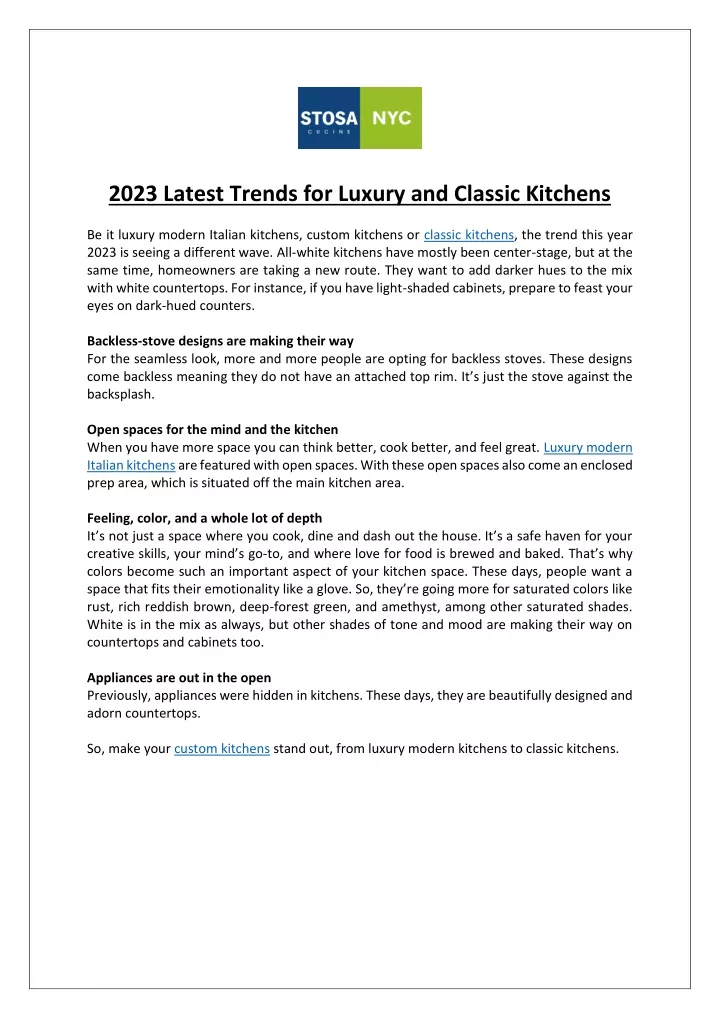 2023 latest trends for luxury and classic kitchens