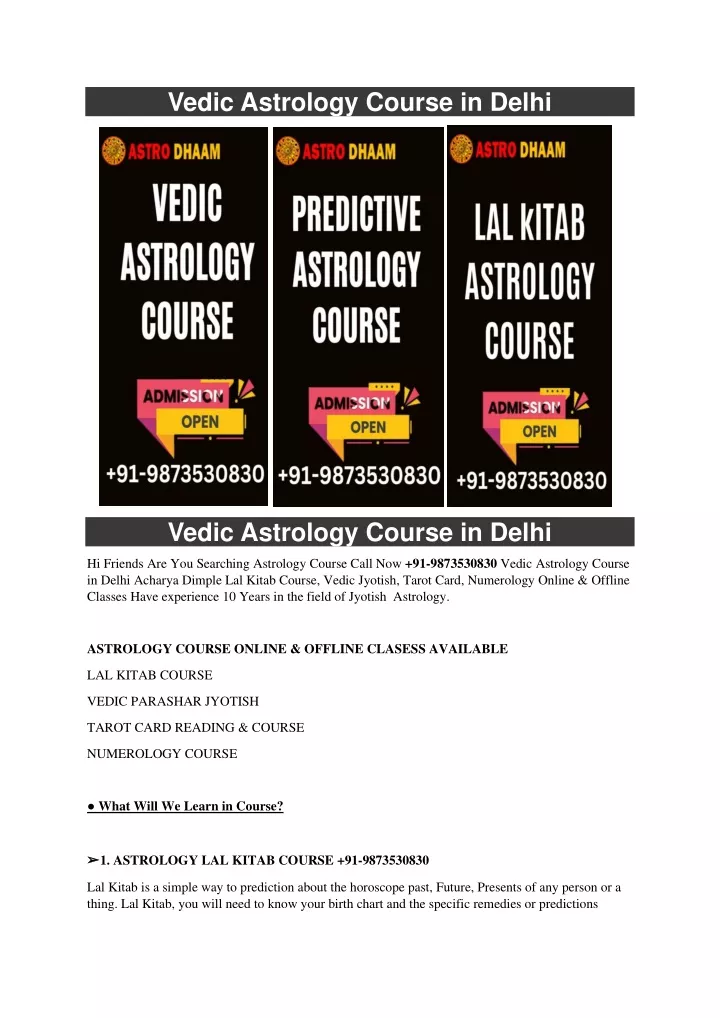 vedic astrology course in delhi