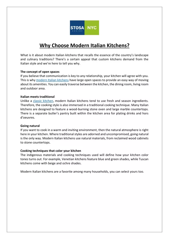 why choose modern italian kitchens