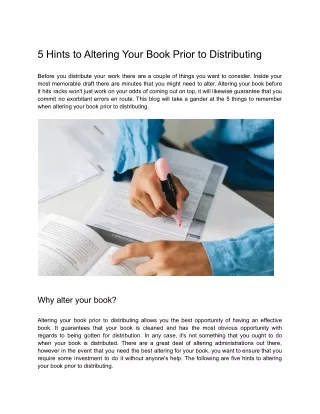 5 Hints to Altering Your Book Prior to Distributing