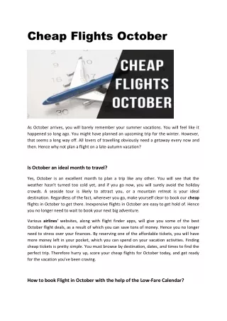 Cheap Flights October