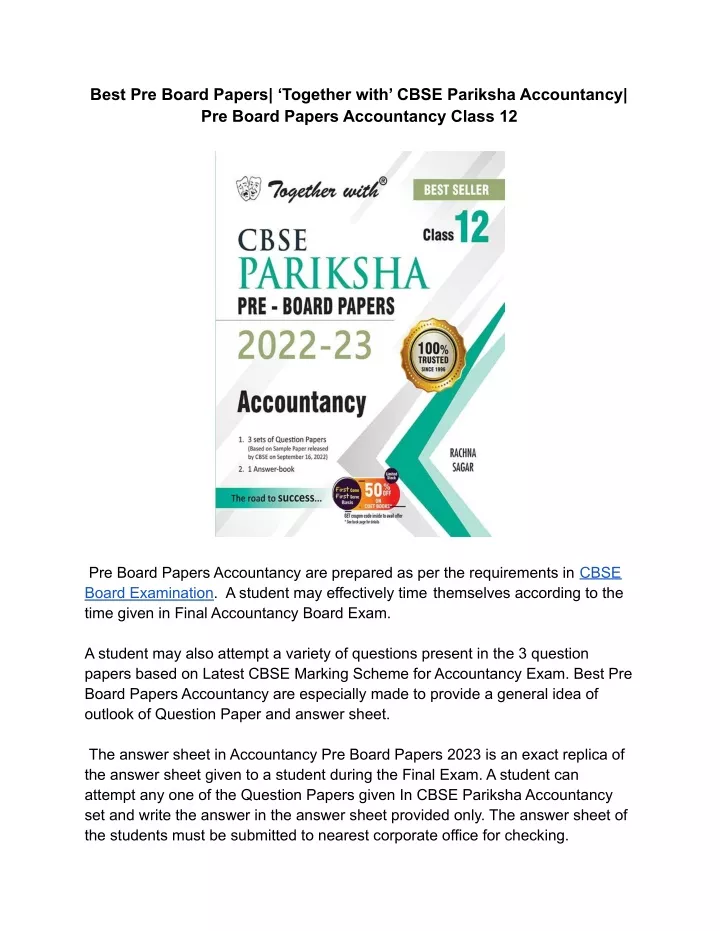 best pre board papers together with cbse pariksha