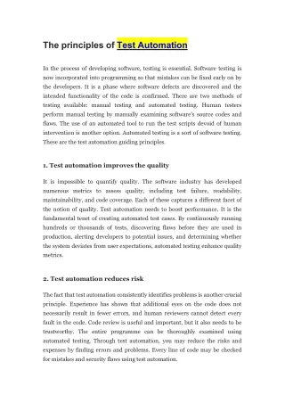 the principles of test automation