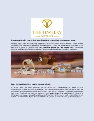 Important details concerning your jewellery repair that you may not know