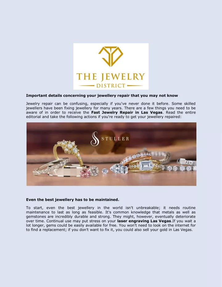 important details concerning your jewellery