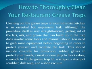 How to Thoroughly Clean Your Restaurant Grease Traps