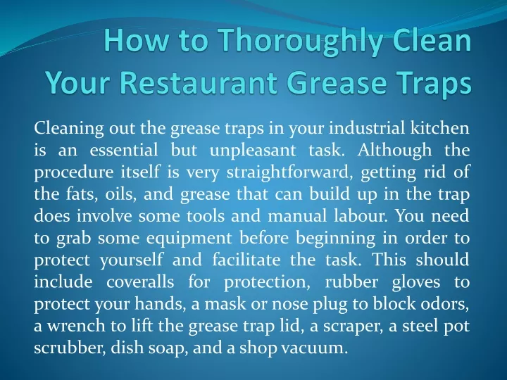 how to thoroughly clean your restaurant grease traps