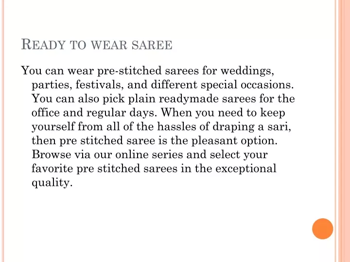 r eady to wear saree