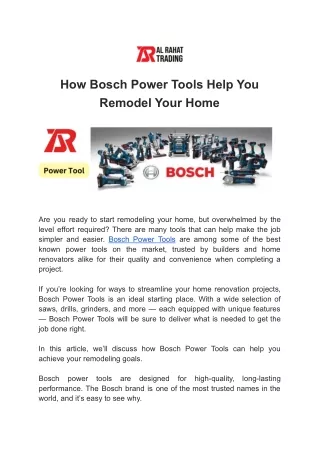 How Bosch Power Tools Help You Remodel Your Home