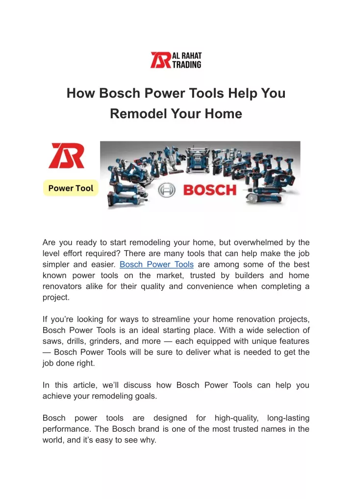 how bosch power tools help you remodel your home