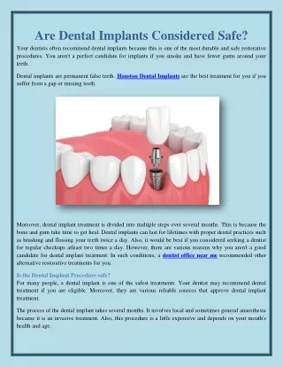 Are Dental Implants Considered Safe?