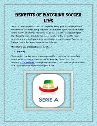 Benefits of watching soccer live