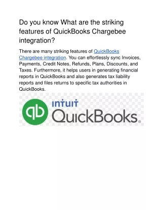 do you know what are the striking features of quickbooks chargebee integration