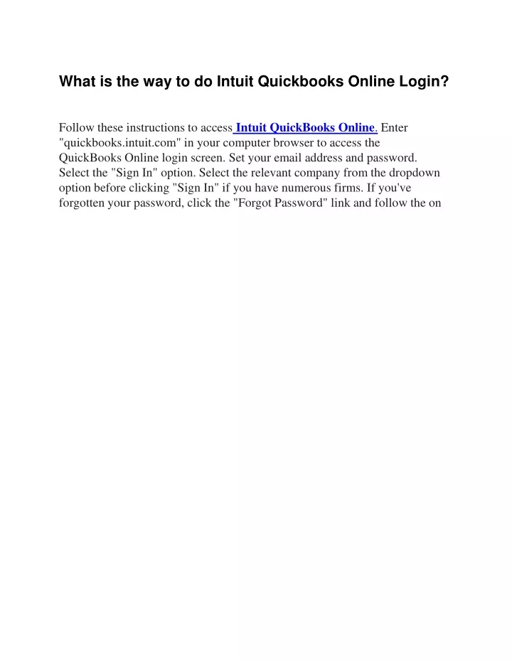 what is the way to do intuit quickbooks online