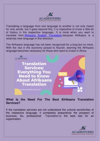Need to Know About Afrikaans Translation