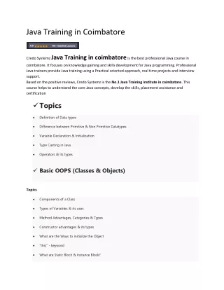 Java Training in Coimbatore