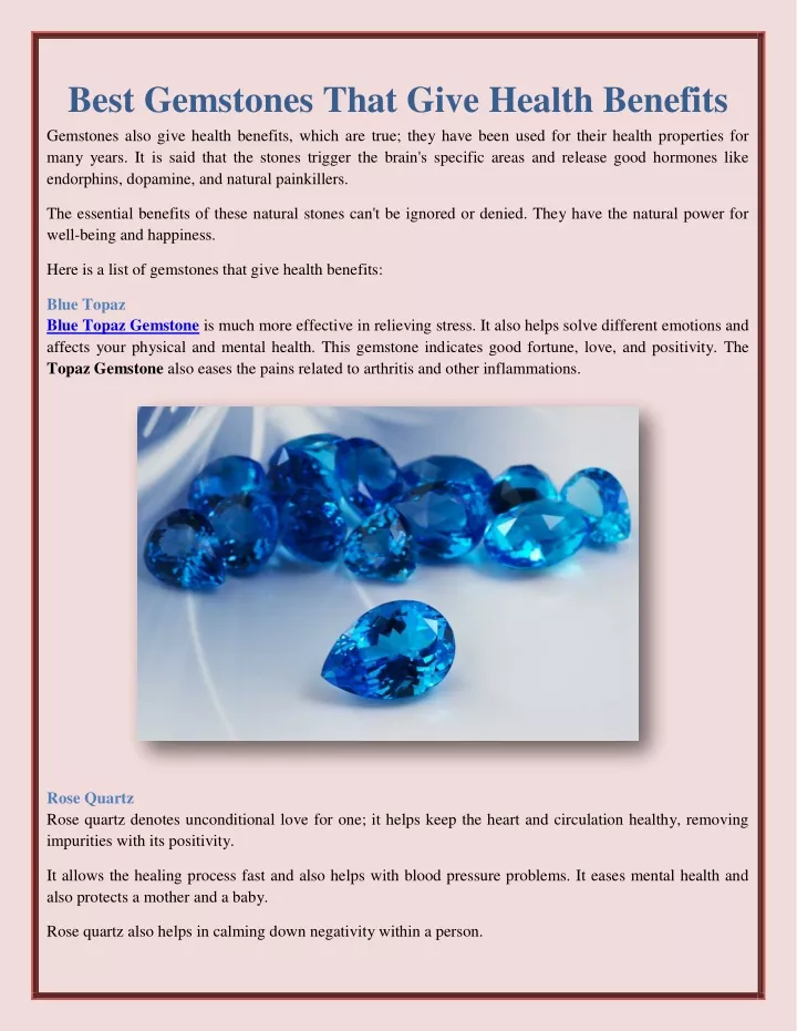 best gemstones that give health benefits