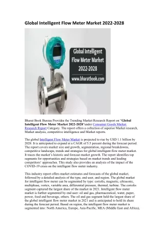 global intelligent flow meter market 2022 2028