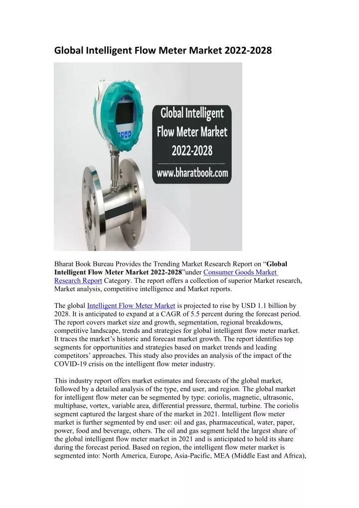 global intelligent flow meter market 2022 2028