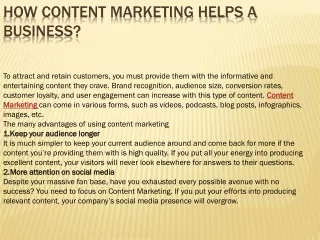 how content marketing helps a business