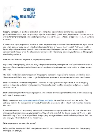 property management is defined as the task