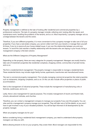 property management is defined as the task