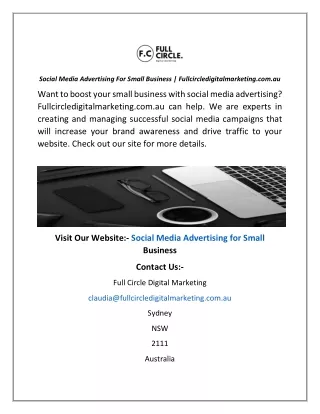 Social Media Advertising For Small Business