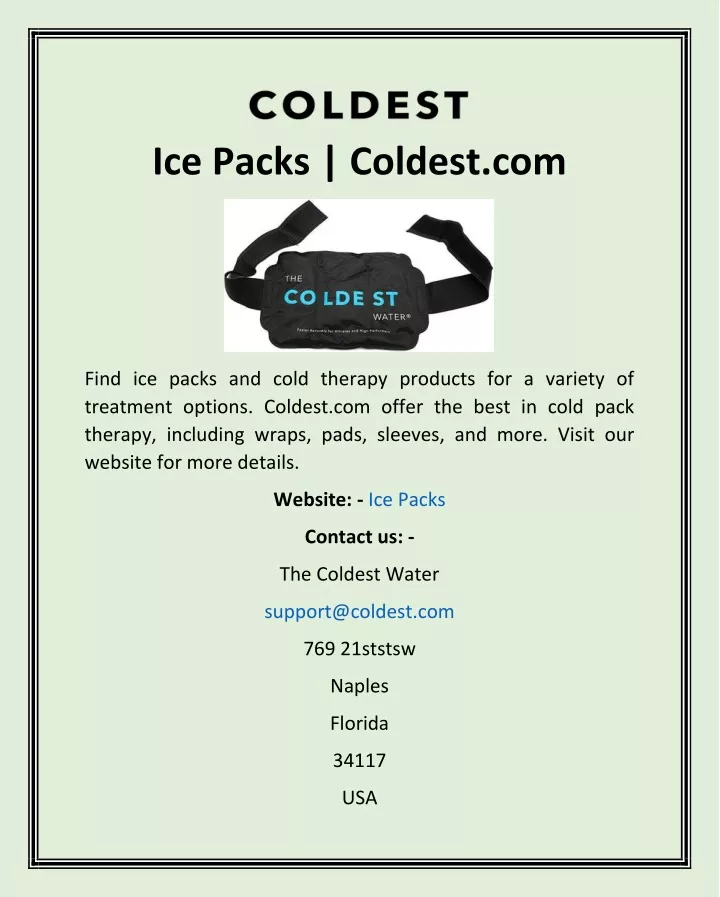ice packs coldest com