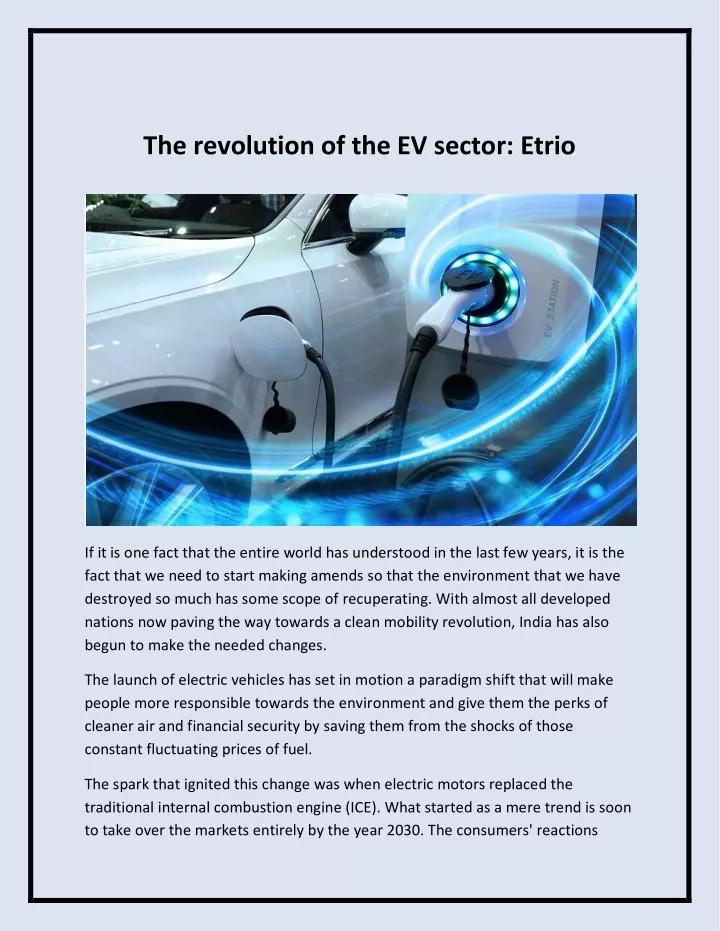 the revolution of the ev sector etrio