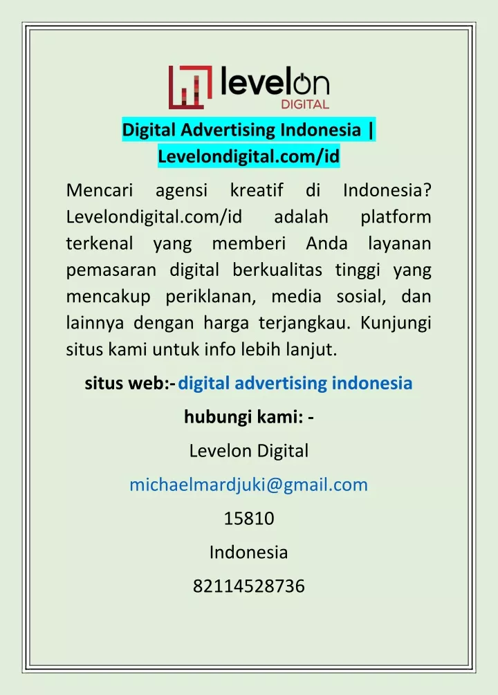 digital advertising indonesia levelondigital