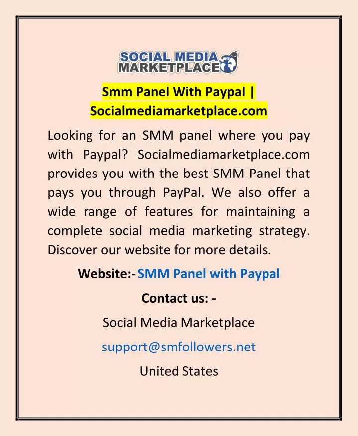 smm panel with paypal socialmediamarketplace com