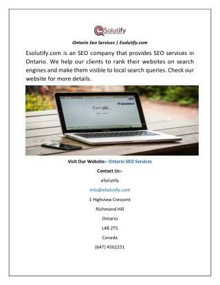 ontario seo services esolutify com