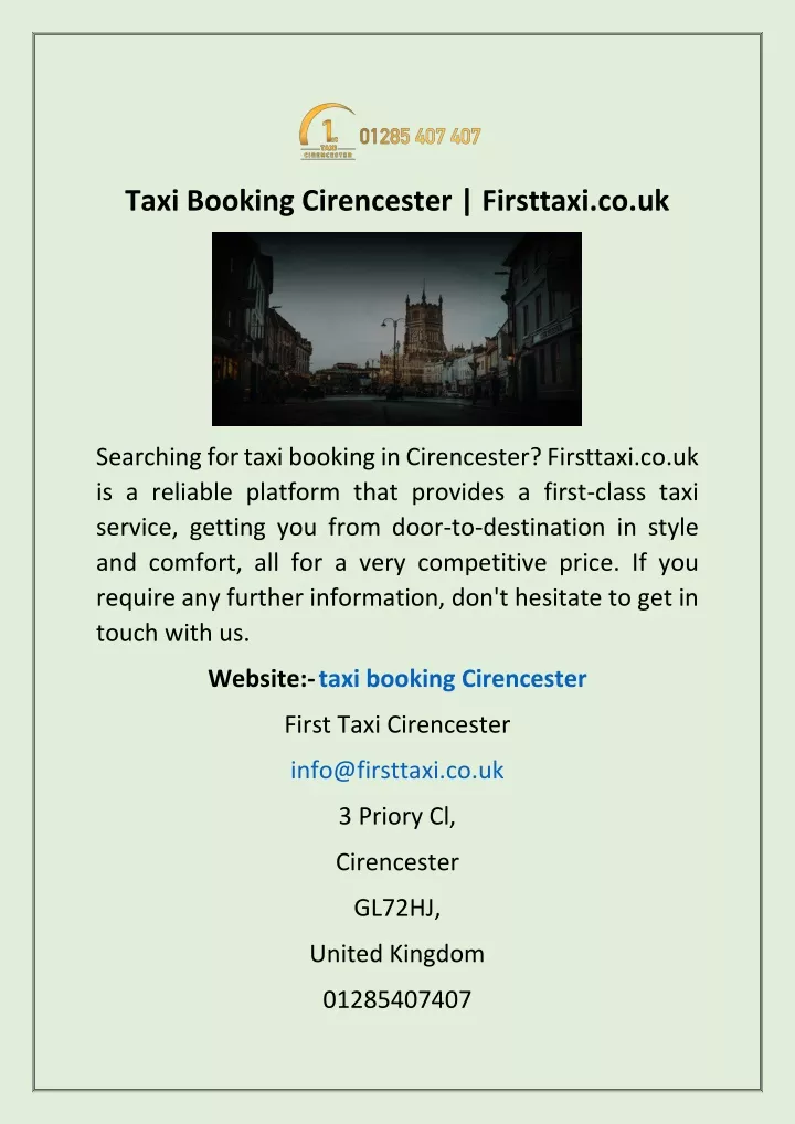 taxi booking cirencester firsttaxi co uk