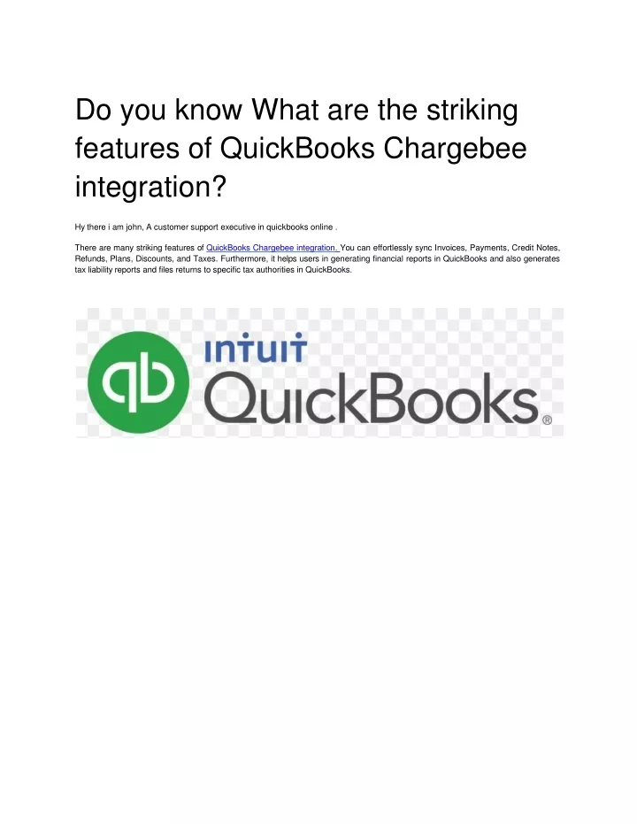do you know what are the striking features of quickbooks chargebee integration
