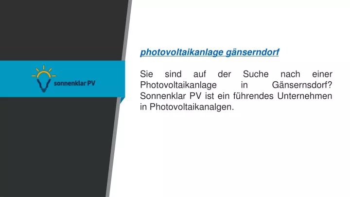 photovoltaikanlage g nserndorf sie sind