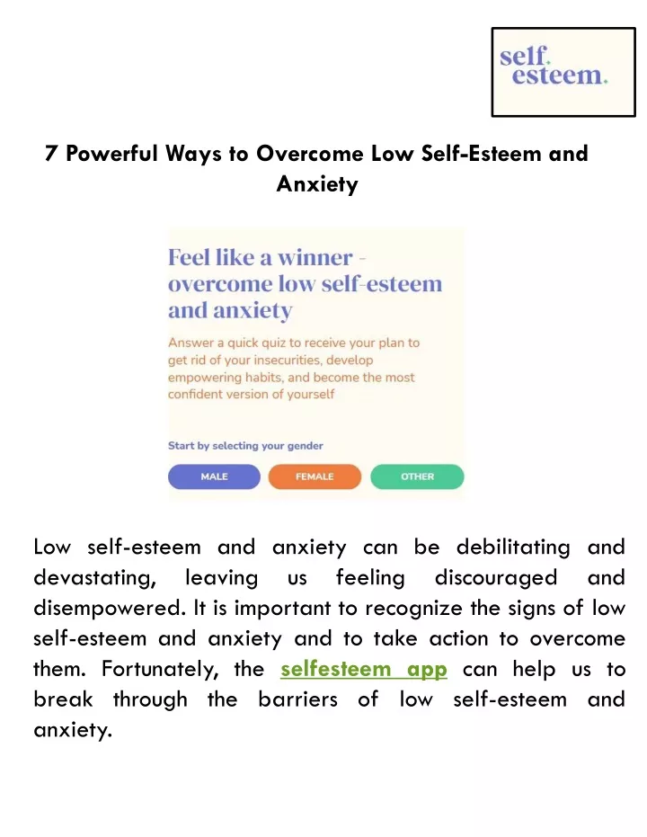 7 powerful ways to overcome low self esteem