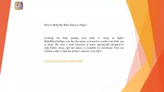 How to Help My Baby Sleep at Night   Babymusicintune.com