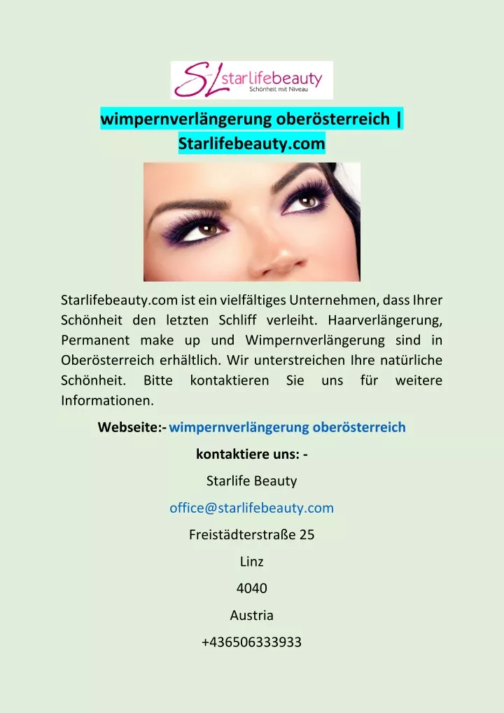 wimpernverl ngerung ober sterreich starlifebeauty