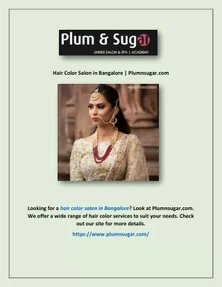 Hair Color Salon in Bangalore | Plumnsugar.com