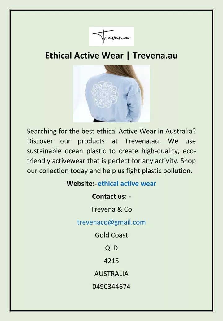 ethical active wear trevena au