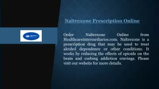 Naltrexone Prescription Online | Healthcareintermediaries.com