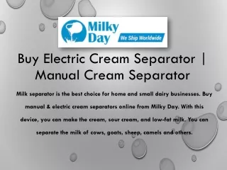 Buy Electric Cream Separator | Manual Cream Separator