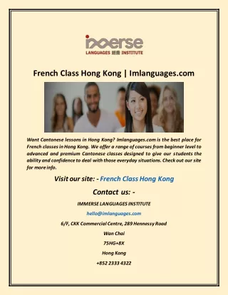 French Class Hong Kong  Imlanguages com