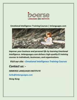 Emotional Intelligence Training Courses  Imlanguages com