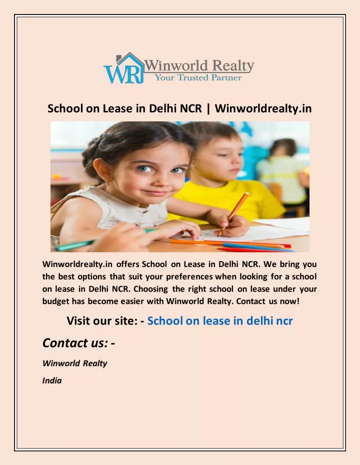 school on lease in delhi ncr winworldrealty in